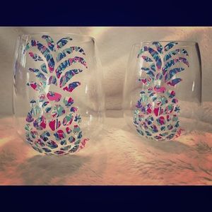 Lilly Pulitzer Cabana Stemless Wine Glasses